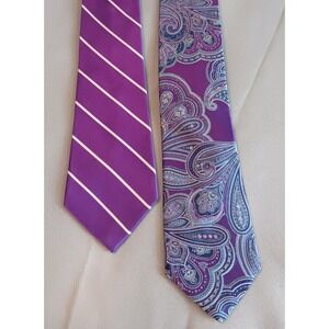 Mens Designer Mens Neck Tie Lot Of 2 Ralph Lauren Cremieux Purple Silk Paisley